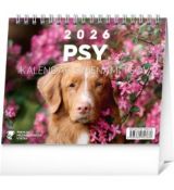 NOTIQUE Stolový kalendár Psy – s menami psov 2026, 16,5 x 13 cm