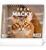 NOTIQUE Stolový kalendár Mačky – s menami mačiek 2026, 16,5 x 13 cm