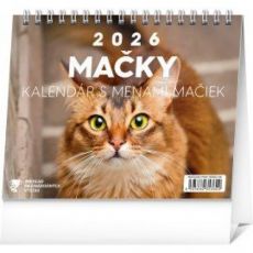 NOTIQUE Stolový kalendár Mačky – s menami mačiek 2026, 16,5 x 13 cm