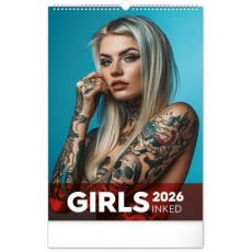 Nástenný kalendár Inked Girls 2026, 33 x 46 cm
