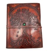 Kožený Zápisník Veľký Strom Života – Kamenná Dekor