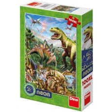 Puzzle 100XL Svět dinosaurů neon