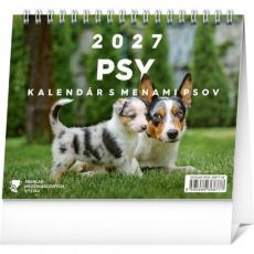 NOTIQUE Stolový kalendár Psy – s menami psov 2027, 16,5 x 13 cm