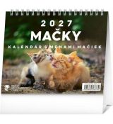 NOTIQUE Stolový kalendár Mačky – s menami mačiek 2027, 16,5 x 13 cm
