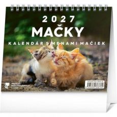 NOTIQUE Stolový kalendár Mačky – s menami mačiek 2027, 16,5 x 13 cm